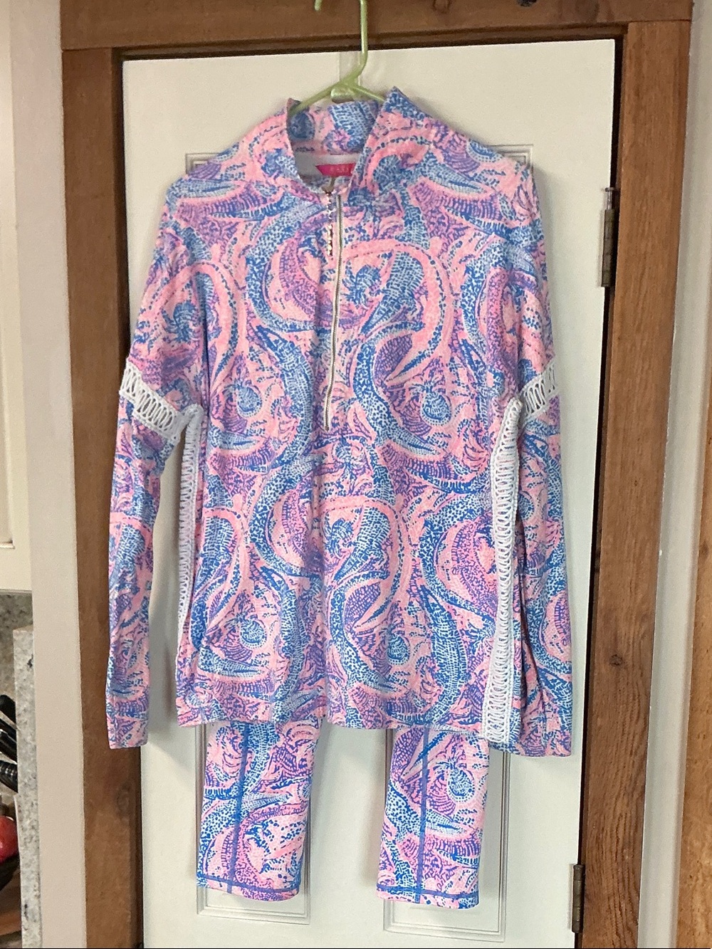 Lilly Pulitzer Pink & Blue Paisley Zip Jacket